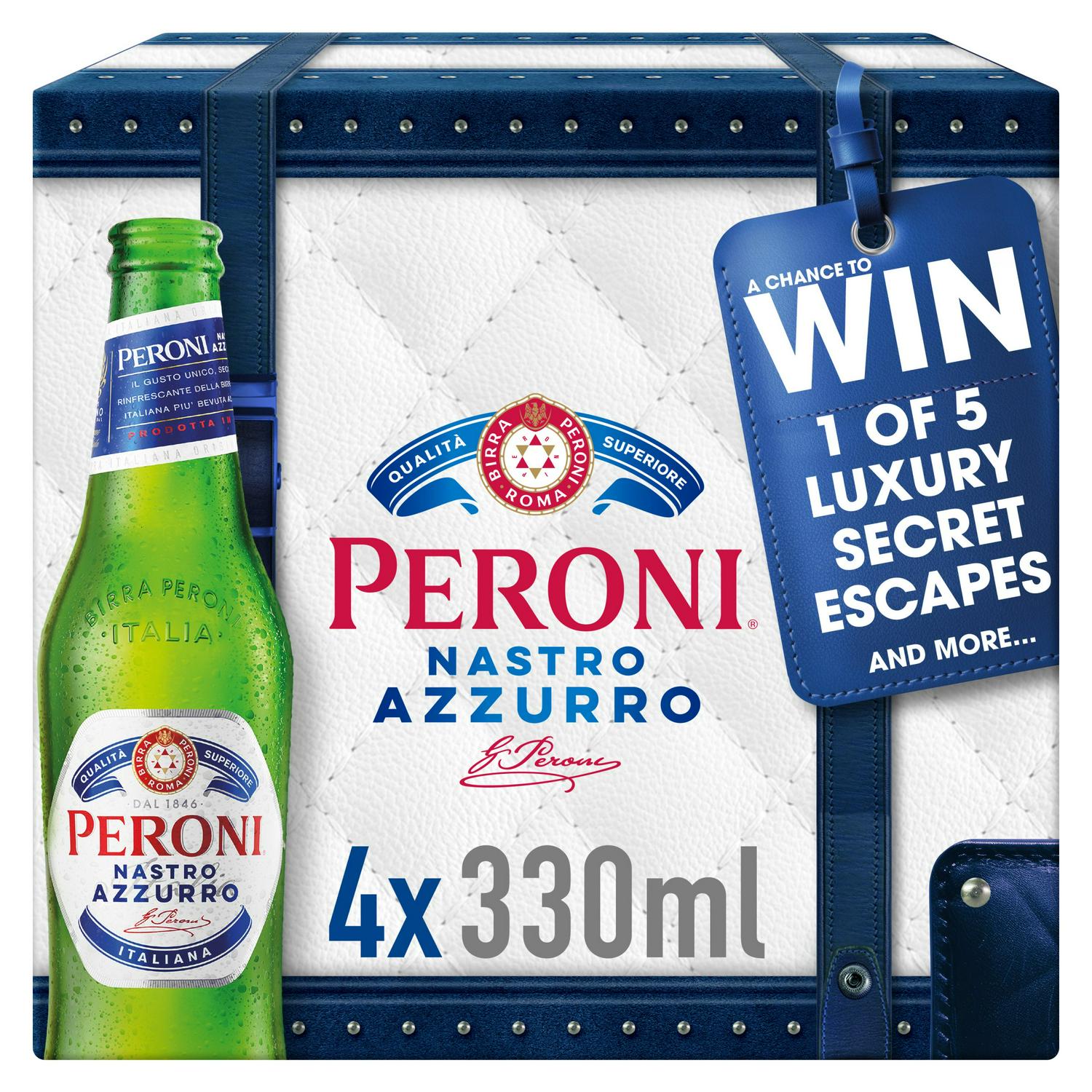 Peroni Nastro Azzurro Beer Lager Bottles 4x330ml