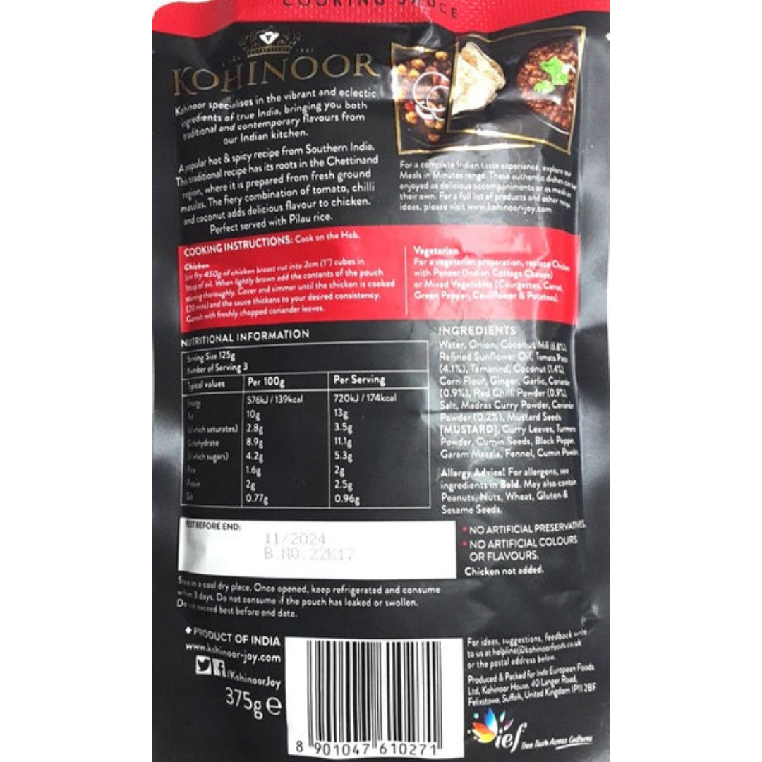 Kohinoor Cooking Sauce Southern Madras 375g
