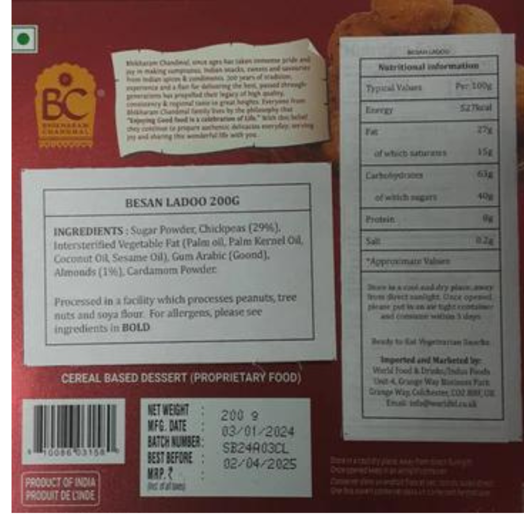 Bhikharam Chandmal Besan Laddu 200g