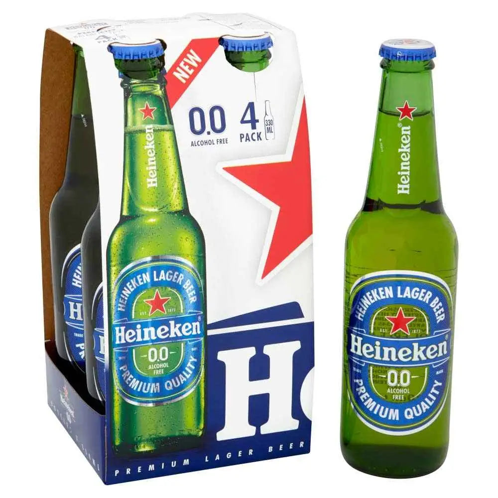 Heineken 0.0% Alcohol Free Premium Lager Beer Bottle 4x 330ml